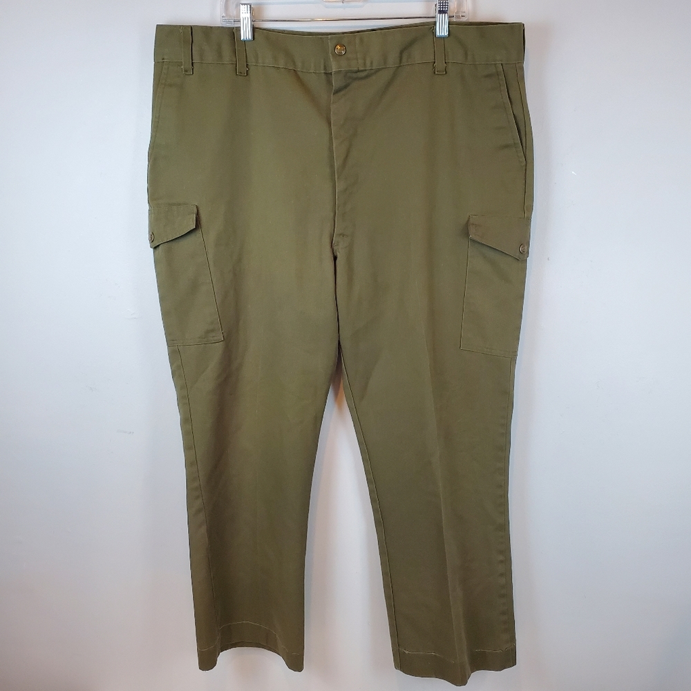 VTG 60s BSA Boy Scouts Troop Leader Cargo Pants Uniform Olive Green 42x28 Mens